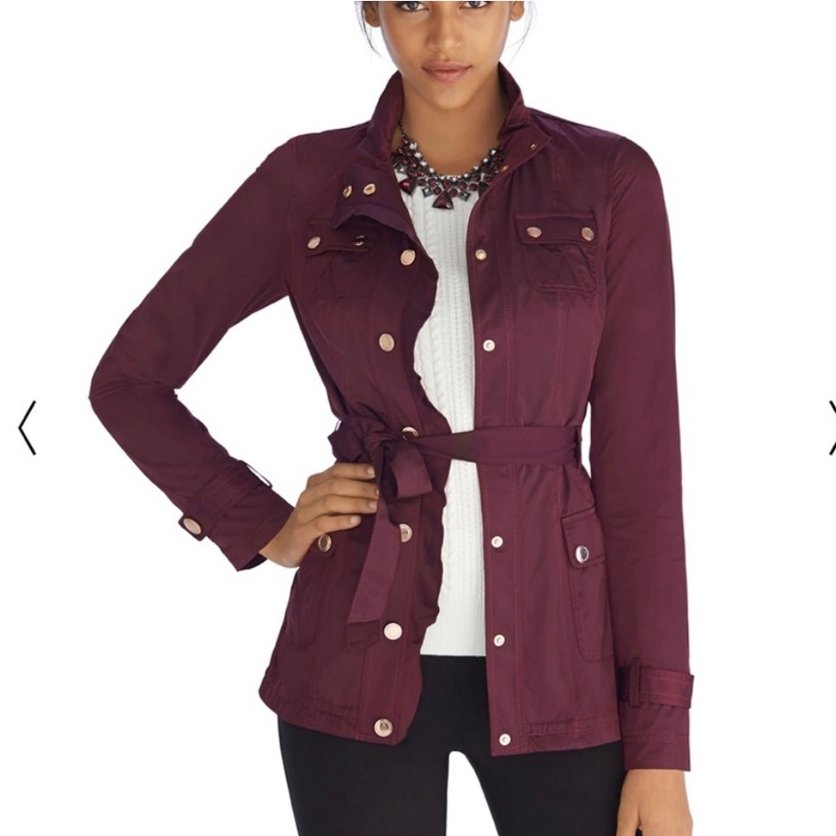 White House Black Market Maroon Wind Breaker Jacket Size 8